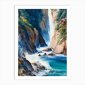 Mcway Falls, United States Water Colour  (3) Art Print