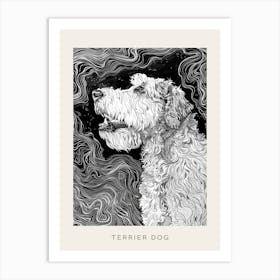 Swirly Terrier Dog Line Sketch Poster Art Print