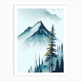 Mountain And Forest In Minimalist Watercolor Vertical Composition 92 Art Print