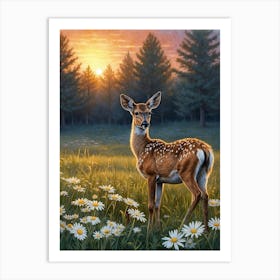 Deer In The Meadow Art Print