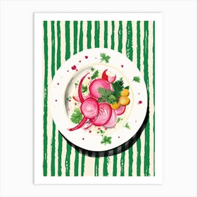 A Plate Of Bruschetta, Top View Food Illustration 1 Art Print