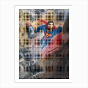 Superman Iv The Quest For Peace In A Pixel Dots Art Style Art Print