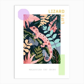 Malaysian Cat Gecko Abstract Modern Illustration 3 Poster Art Print