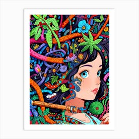 Girl With A Pipe Art Print