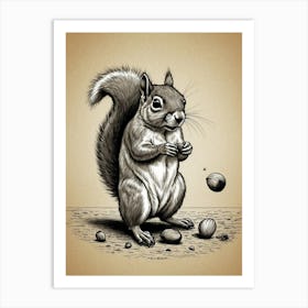 Squirrel With Nuts Canvas Print Art Print