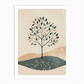 Sycamore Tree Minimal Japandi Illustration 1 Art Print