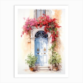 Lecce, Italy   Mediterranean Doors Watercolour Painting 3 Art Print