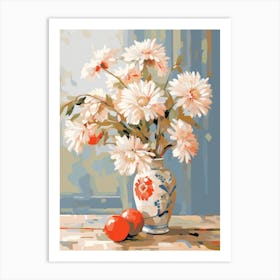 Gerbera Daisy Flower And Peaches Still Life Painting 3 Dreamy Art Print