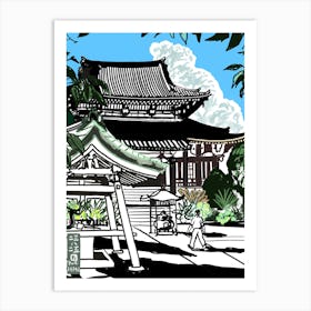 Temple In Tokyo Art Print