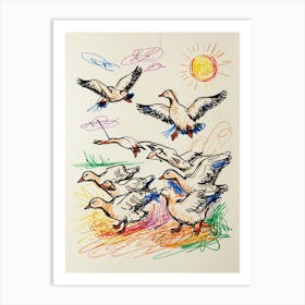 Flock Of Geese Art Print