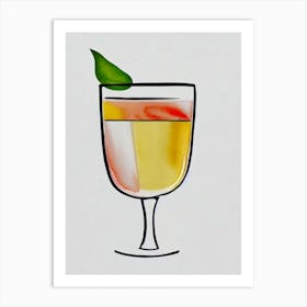 Dirty MCocktail Poster artini Minimal Line Drawing With Watercolour Cocktail Poster Art Print
