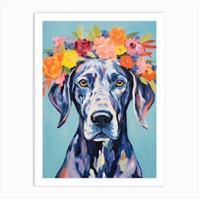 Great Dane Portrait With A Flower Crown, Matisse Painting Style 2 Art Print