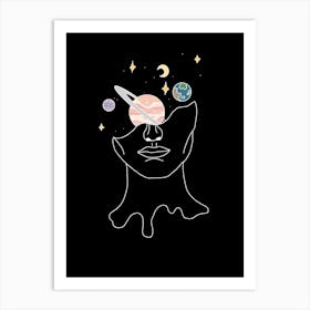 Girl space head Art Print