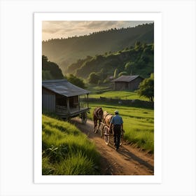 Horse Drawn Cart In The Countryside Art Print