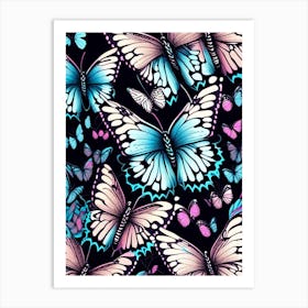Butterflies Repeat Pattern Graffiti Illustration 1 Art Print