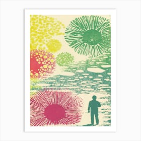 Man In Front Of A Flower Collage Art Print