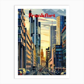 Frankfurt Germany Retro Digital Travel Illustration Art Print