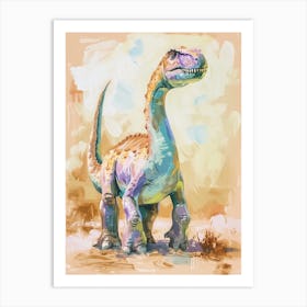 Muted Pastels Dinosaur Lilac 4 Art Print