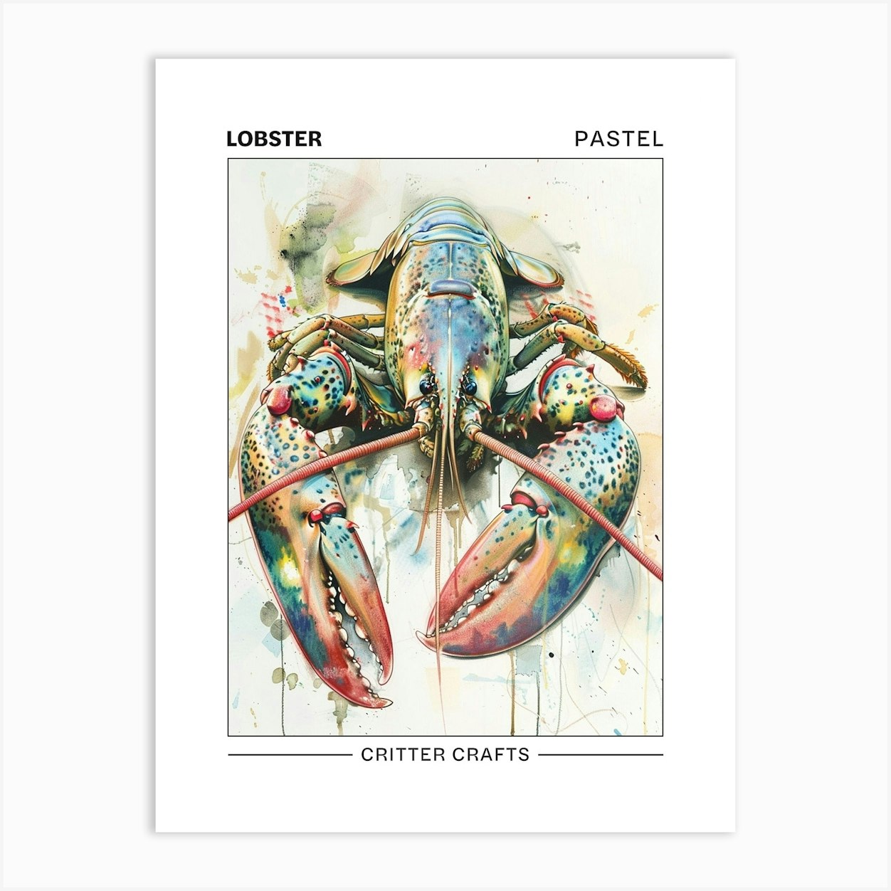 Lobster Pastel Watercolour 2 Poster Art Print by Critter Crafts