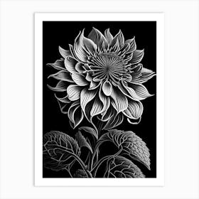 Zinnia Leaf Linocut Art Print