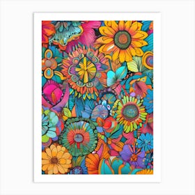 Colorful Flower Pattern ~ Reimagined Art Print