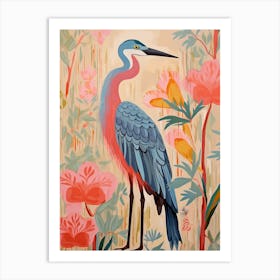 Pink Scandi Great Blue Heron 4 Art Print