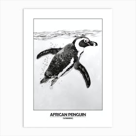 Penguin Swimming Poster Art Print