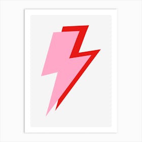 Pink Red Preppy Lightning Bolts Art Print