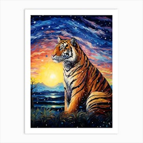 Tiger At Sunset Art Print