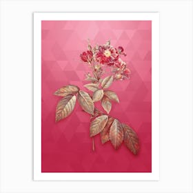 Vintage Boursault Rose Botanical in Gold on Viva Magenta n.0664 Art Print