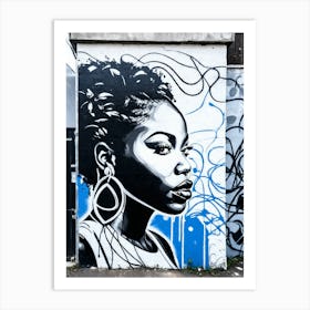 Graffiti Mural Of Beautiful Black Woman 305 Art Print