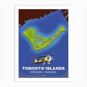 Toronto Islands travel map Art Print