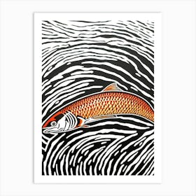 Rainbow Shark Linocut Art Print