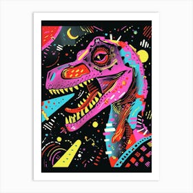 Dinosaur Pink & Black Abstract Geometric Art Print