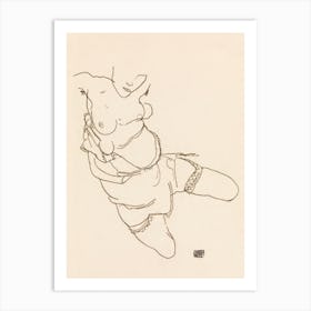 Semi Dressed Model (1917), Egon Schiele Art Print