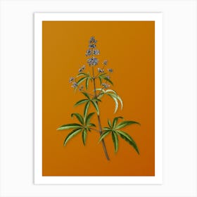 Vintage Chaste Tree Botanical on Sunset Orange Art Print
