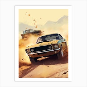 Two Cars In The Desert Art Print