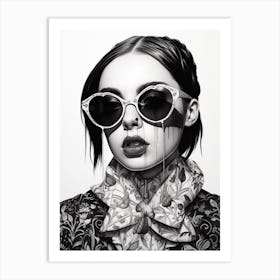 Billie Eilish B&W Fashion Portrait 4 Art Print