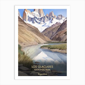 Los Glaciares National Park Argentina Patagonia Watercolour 1 Art Print