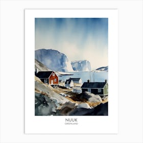 Nuuk 4 Watercolour Travel Poster Art Print