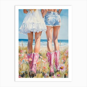 Cowgirls On The Beach 3 Art Print