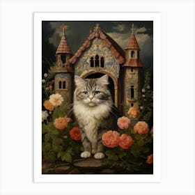 Cat & A Castle Rococo Style 4 Art Print