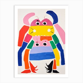 Colourful Kids Animal Art Crab 1 Art Print