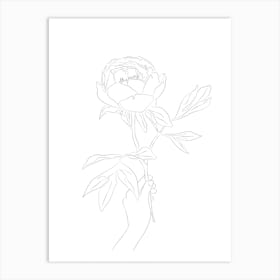 Line Peony Flower Art Print