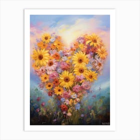 Wildflowers In Heart Formation 3 Art Print