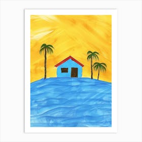 Beach House With Palm Trees 1 Art Print