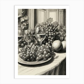 Grapes And Wine Art Print