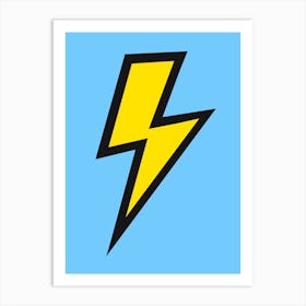 Yellow Lightning Bolt on Blue 1 Art Print