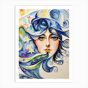 Watercolor Of A Woman Art Print