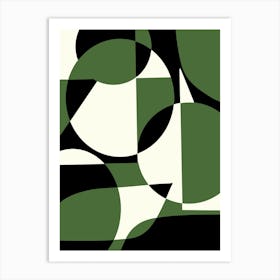 Geometrical Green And Black Art Print